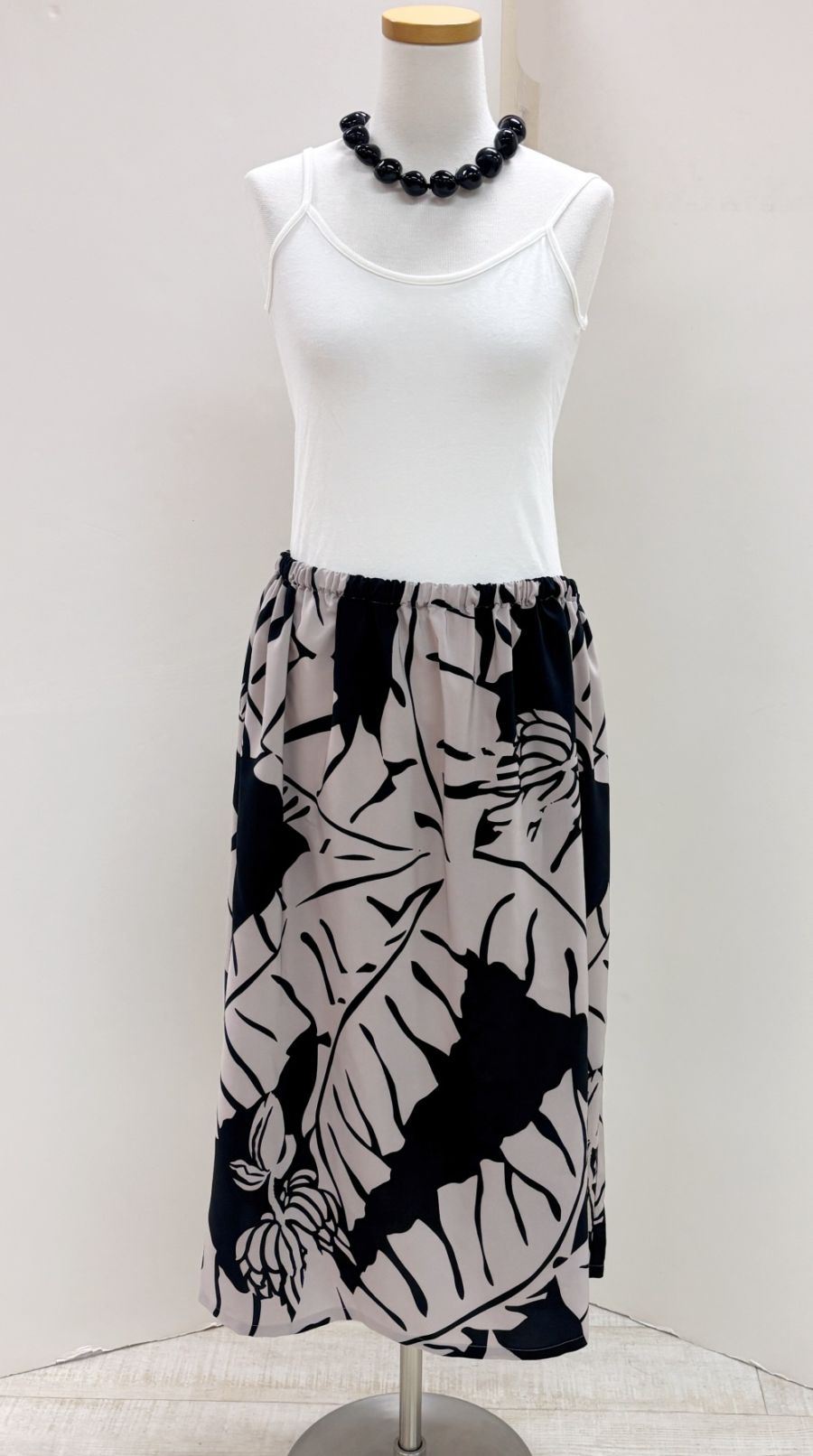 ウェストゴムギャザースカート(マイアラニ　グレー/ブラック）