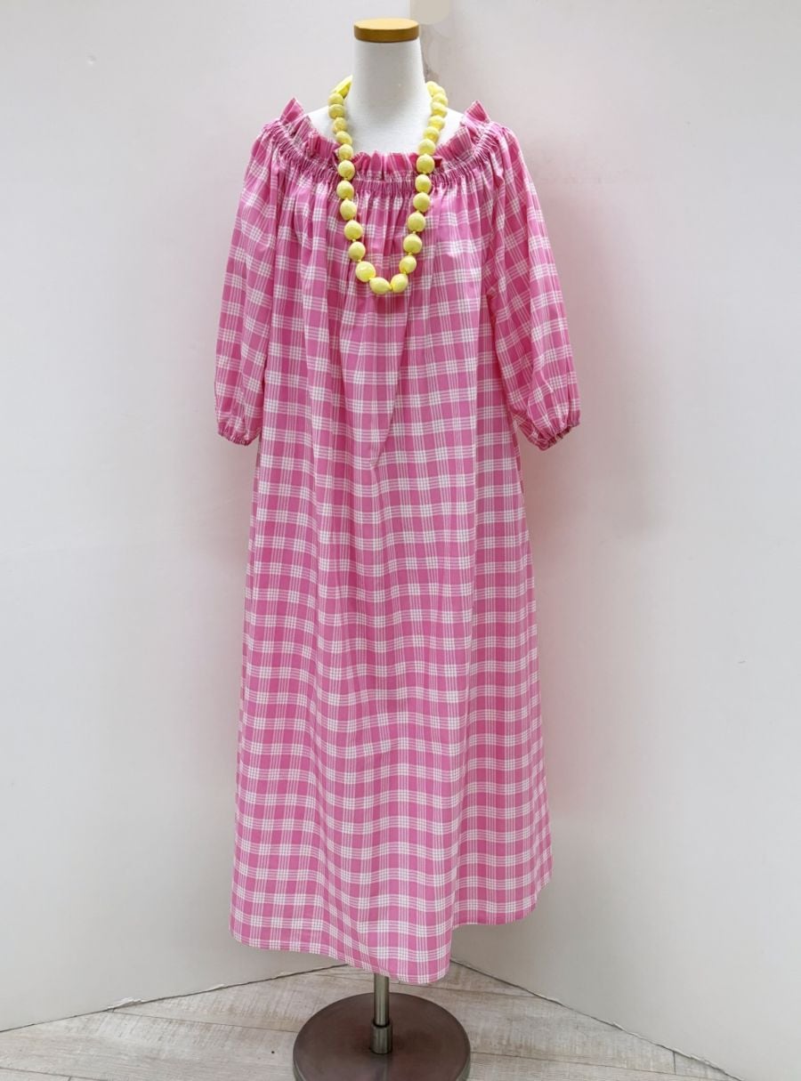 メネフネオリジナルワンピース O-831 パラカチェック（ピンク）