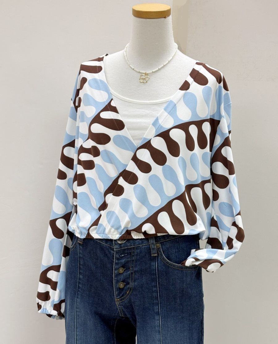 メネフネオリジナルカシュクールトップス　イナナ（ブラウン/ ブルー）