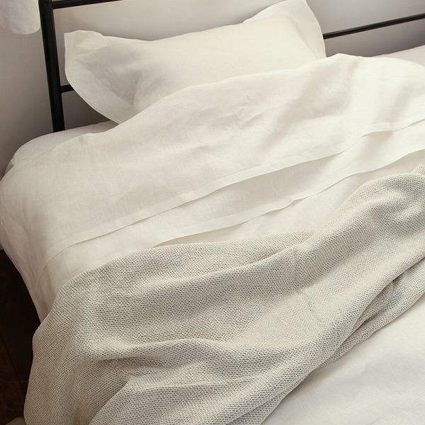 ボックスシーツ オフホワイト フラックス 105×215×23cm リーノエリーナ