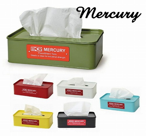 マーキュリー ブリキ  ティッシュケース レッド 箱付き ｜キーストーン マーキュリー ブリキティッシュボックス レッド