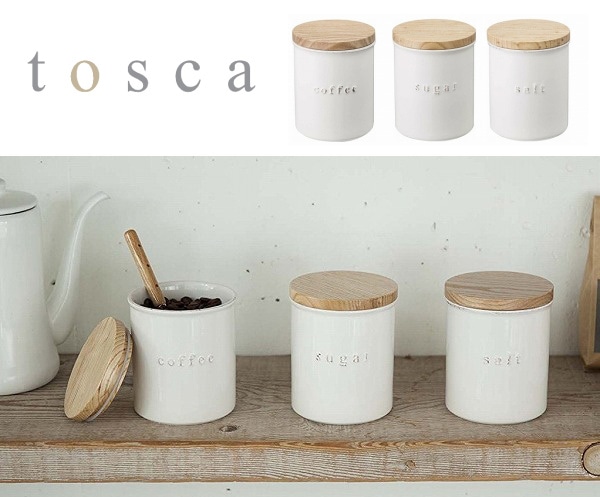 陶器キャニスター トスカ コーヒー シュガー ソルト tosca 白色
