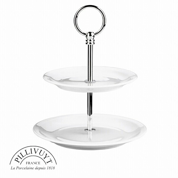 二段式ケーキスタンド シルバー色ハンドル ピリヴィッツ PILLIVUYT