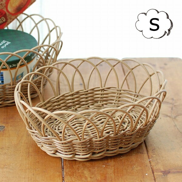 バスケット フェイク ラタン風 フルーツかご Sサイズ トーク PE トレー