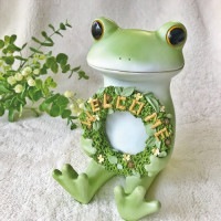 Copeau コポー ガーデン お座り　WELCOME ウエルカム  小物 オブジェ カエル 置き物 置物 オブジェ 蛙 フロッグ FROG ガーデン雑貨 インテリア雑貨 小物 マスコット ミニチュア