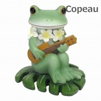 コポー Copeau プルメリアとウクレレ プルメリア フラワー 花束 ウクレレ 楽器 72597  小物 オブジェ カエル 置き物 置物 オブジェ 蛙 フロッグ FROG ガーデン雑貨 インテリア雑