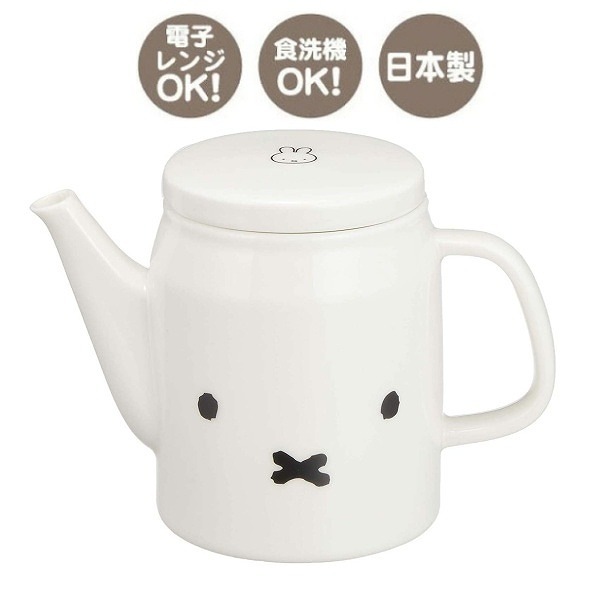 日本未販売　ミッフィ陶器WHITE　耳付きジャー　陶器製　新品 ミッフィー 急須 磁器製 ティーポット シンプル フェイス ディック
