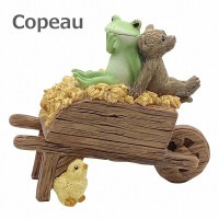 Copeau コポー カエル 藁車の荷台でのんびり コポーヴィレッジ キャンプ 73743  小物 オブジェ カエル 置き物 置物 オブジェ 蛙 フロッグ FROG ガーデン雑貨 インテリア雑貨 小物