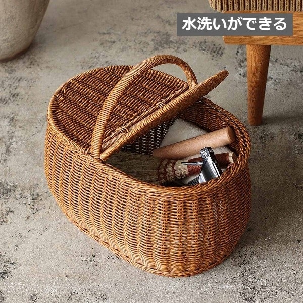 抗菌バスケット オーバルバスケット ピクニック　かご 新品未使用　ホワイト バスケット かご 抗菌 洗える 水洗い オーバル型 おしゃれ