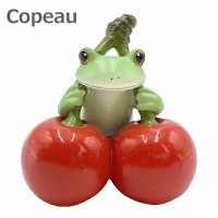 コポー さくらんぼとカエル さくらんぼ サクランボ ダイカイ Copeau 74169 雑貨 置き物 置物 オブジェ ガーデン雑貨 インテリア雑貨 小物 マスコット ミニチュア かえる カエル フロッ