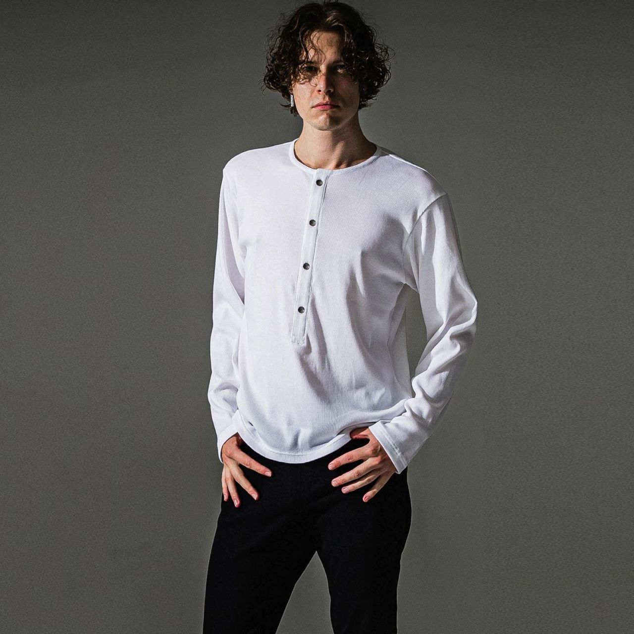 RESOUND CLOTHING(リサウンドクロージング) RIB HENRY LONGSLEAVE/WHITE