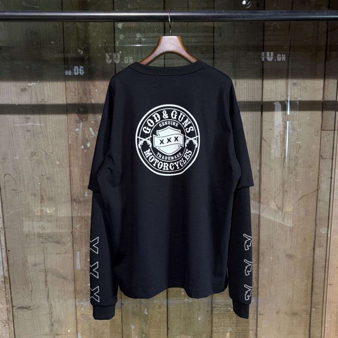 roarguns (ロアーガンズ) ×GOD SELECTION XXX CIRCLE LOGO LAYERED T-SHIRT / BLACK