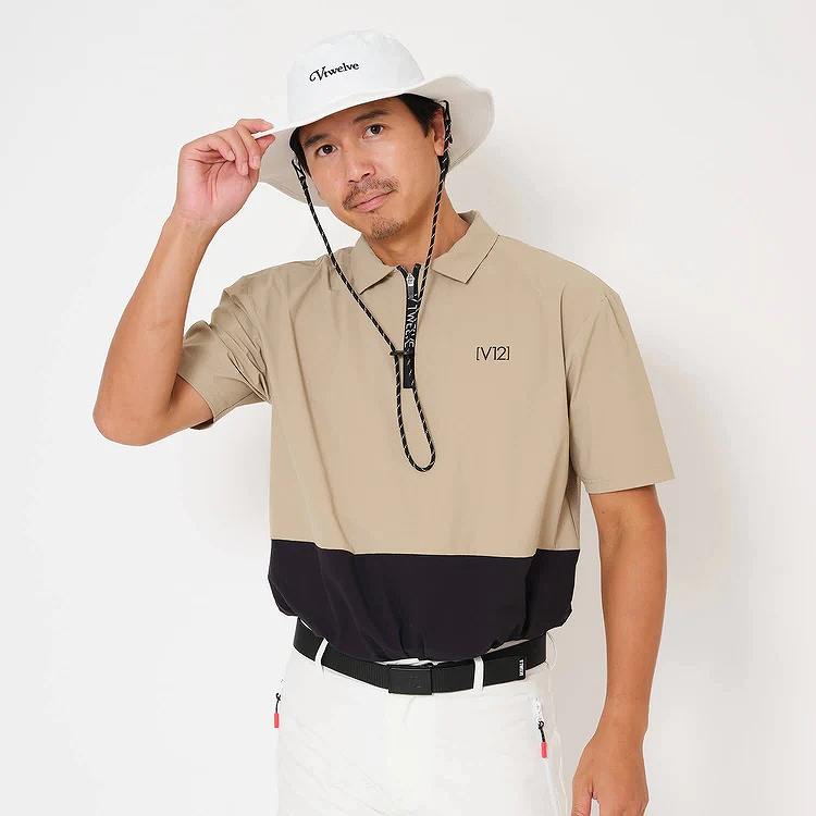 V12 メンズポロシャツ V12(ブィ・トゥエルブ)EXP ZIP POLO メンズ ポロシャツ / BEIGE(22