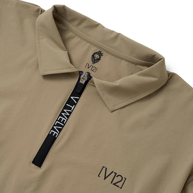 V12(ブィ・トゥエルブ)EXP ZIP POLO メンズ ポロシャツ / BEIGE(22