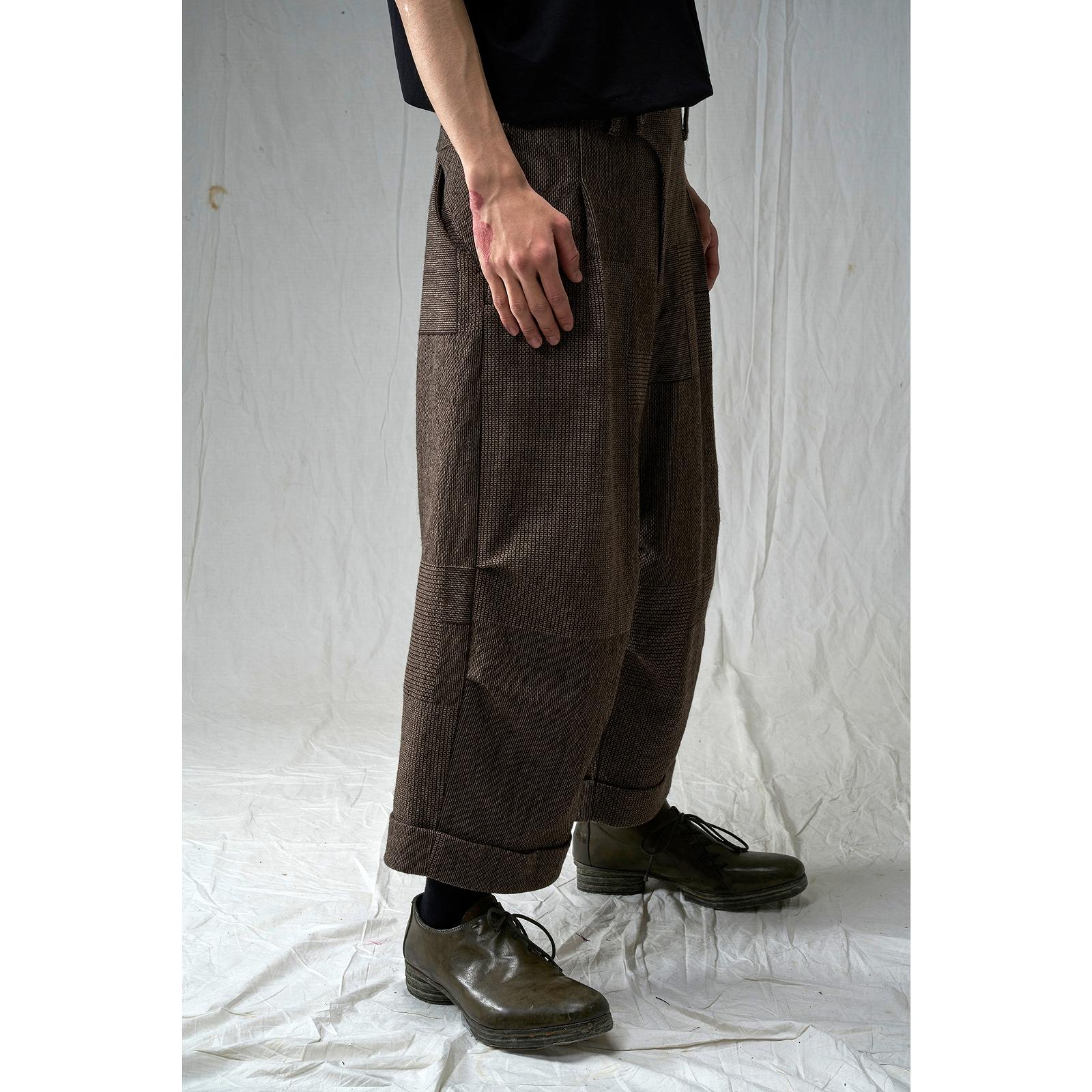 DEVOA Cropped baggy pants linen / japanese paper （BLACK