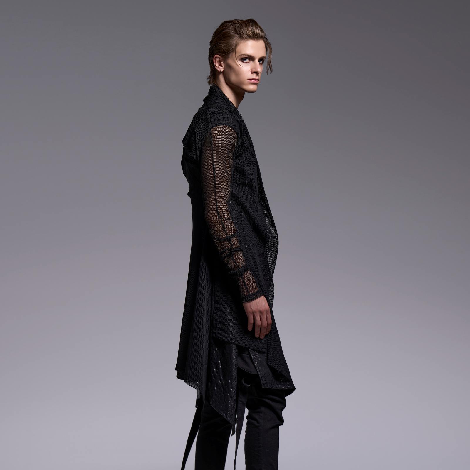 キリュウキリュウ kiryuyrik Border Dolman Fringe Cardigan （Black