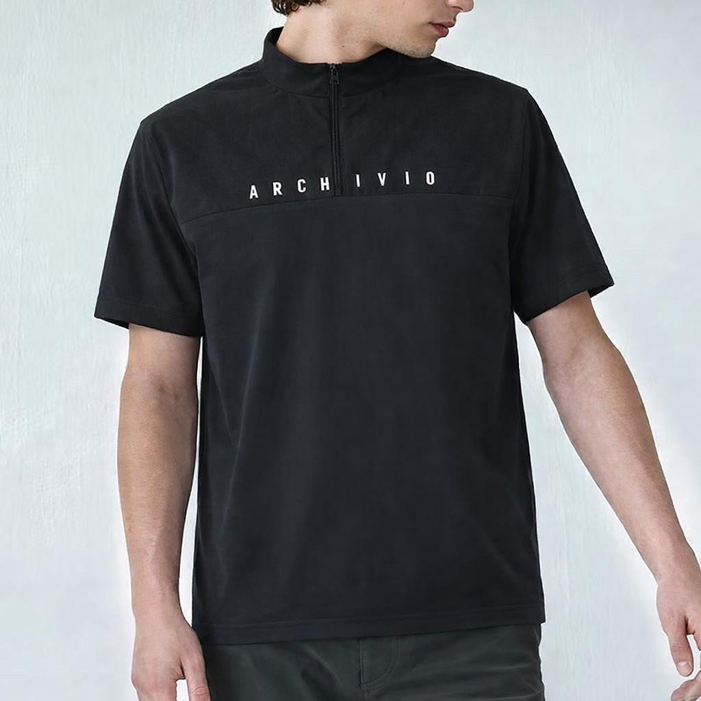 ARCHIVIO(アルチビオ)素材切替UV冷感ハーフジッププルオーバー/BLACK