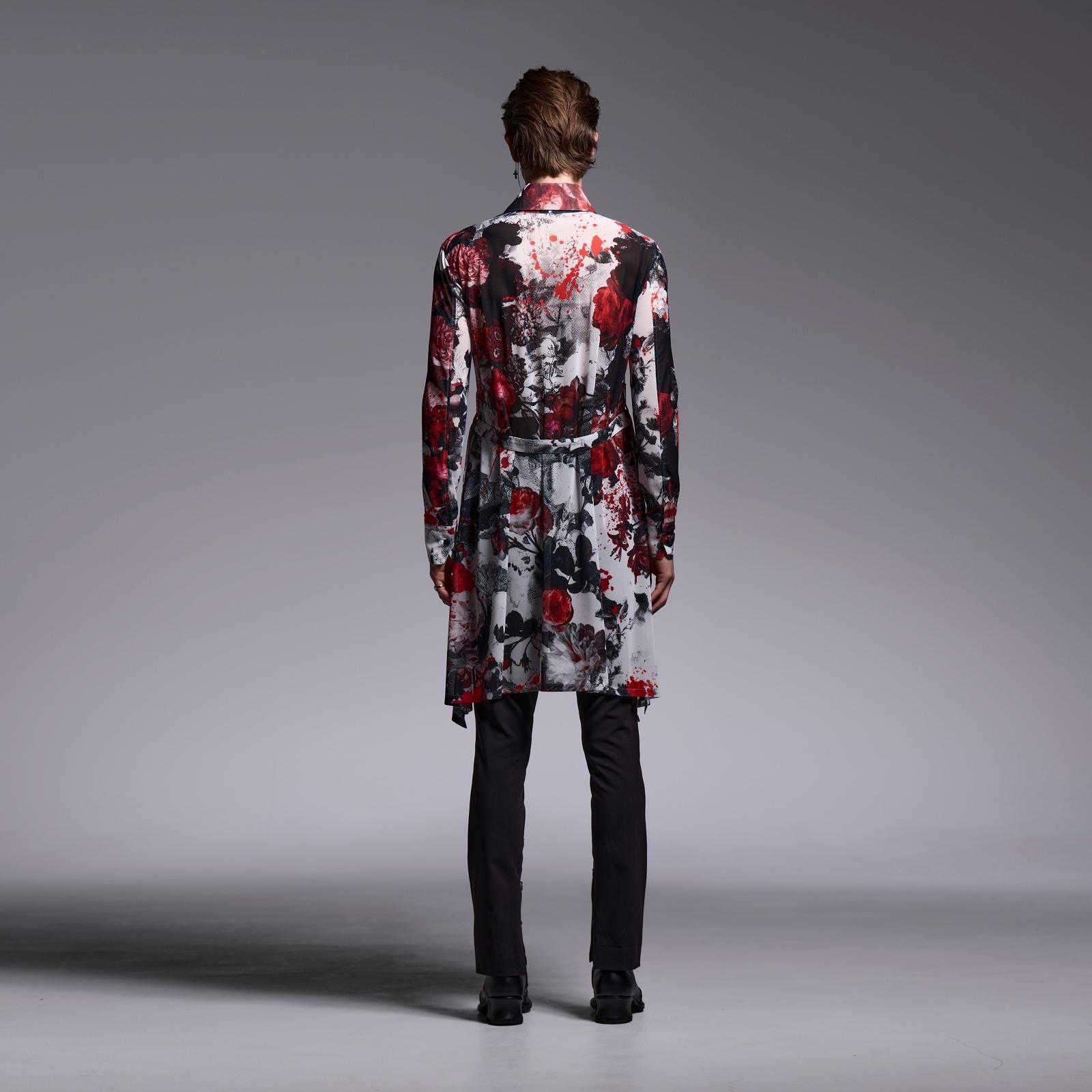 予約品】kiryuyrik(キリュウキリュウ) Flora Mesh Flare Shirt/WHITE