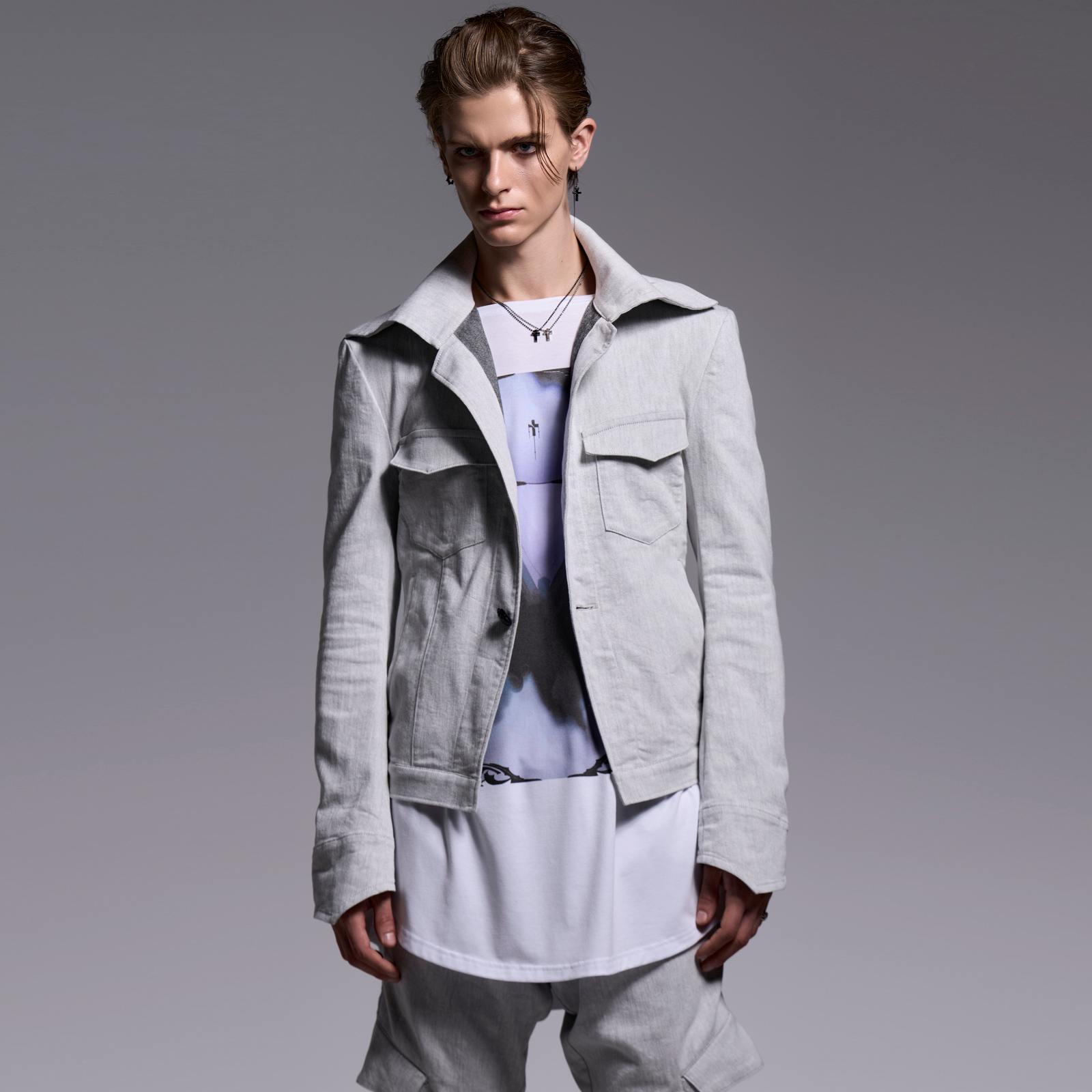 予約品】kiryuyrik(キリュウキリュウ) Denim Napoleon Blouson/GRAY