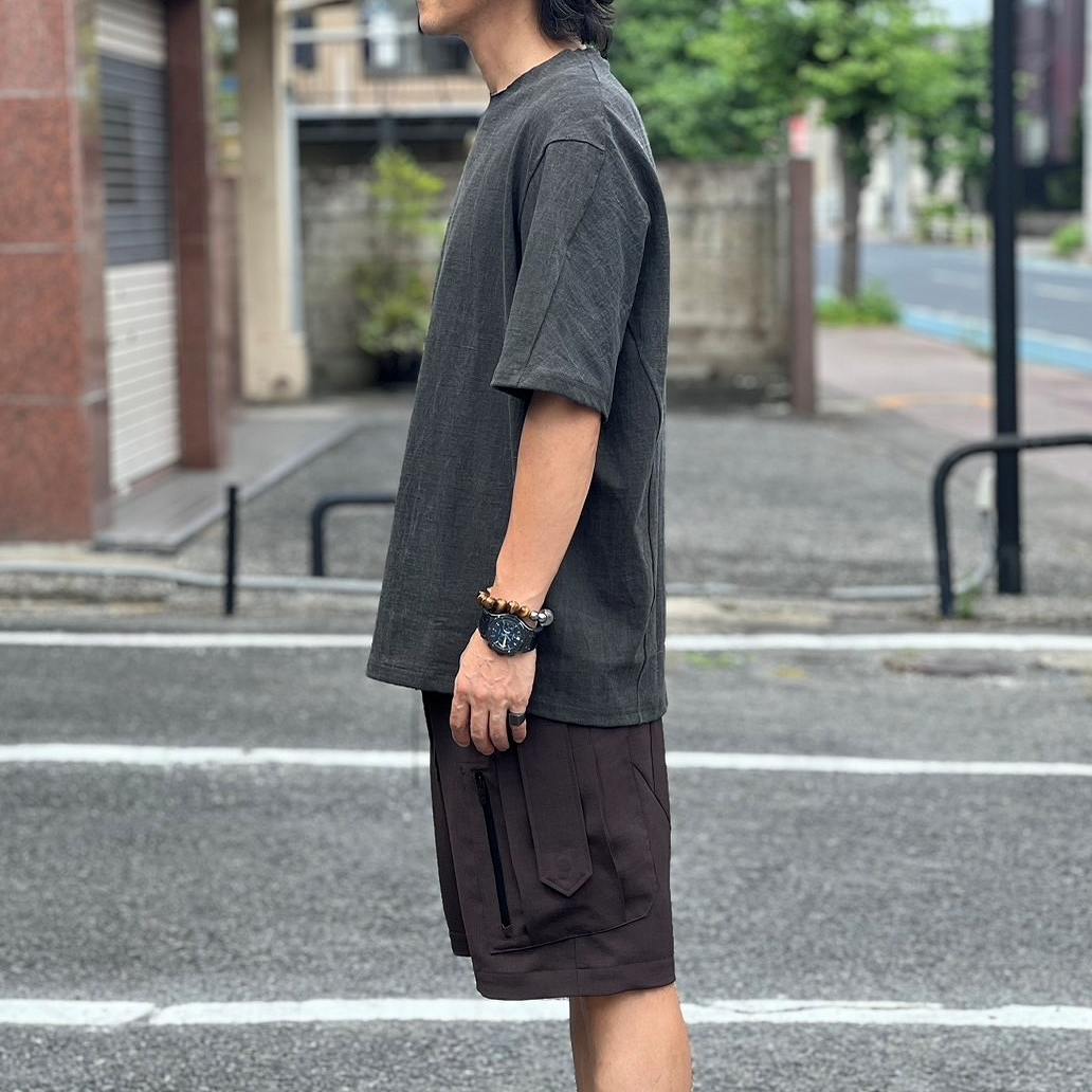 DEVOA デヴォア リネン 7分袖 シャツ ジャケット チャコールグレー 1 デヴォア DEVOA Jacket linen / glen check （GLEN CHECK