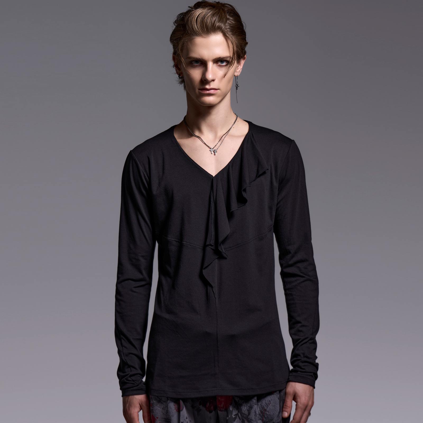 予約品】kiryuyrik(キリュウキリュウ) BEATENJIKU W-Frill-V-Neck-T