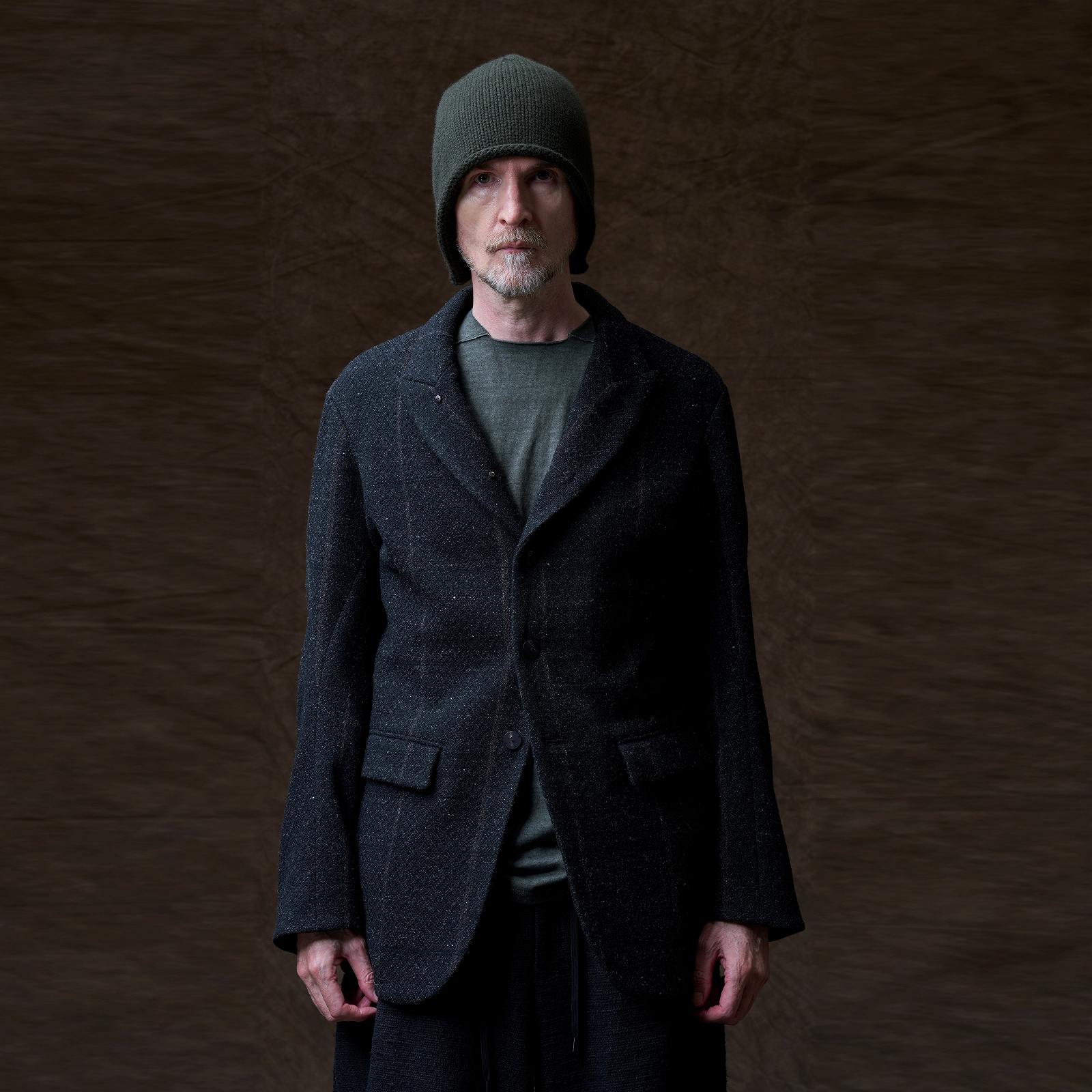 DEVOA（デヴォア）Jacket Shetland wool stripe / BLACK STRIPE