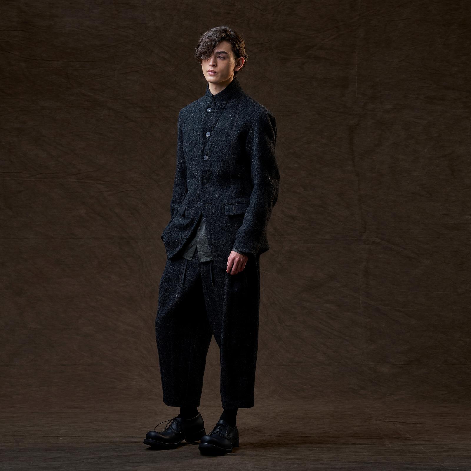 DEVOA（デヴォア）Jacket Shetland wool stripe / BLACK STRIPE