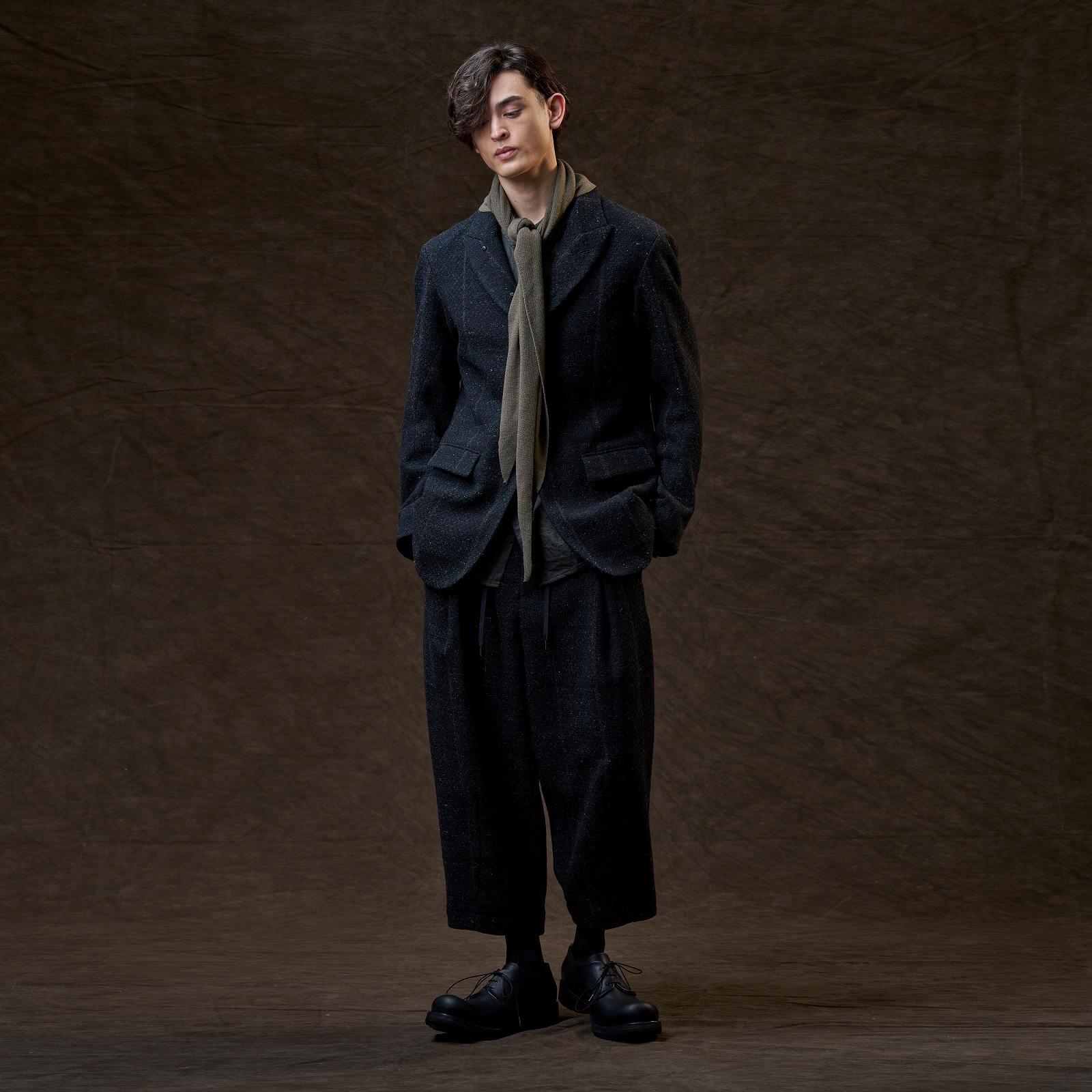 DEVOA（デヴォア）Jacket Shetland wool stripe / BLACK STRIPE