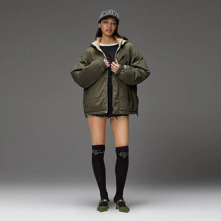 X-girl(エックスガール) FACE EMBROIDERED PATCH REVERSIBLE JACKET