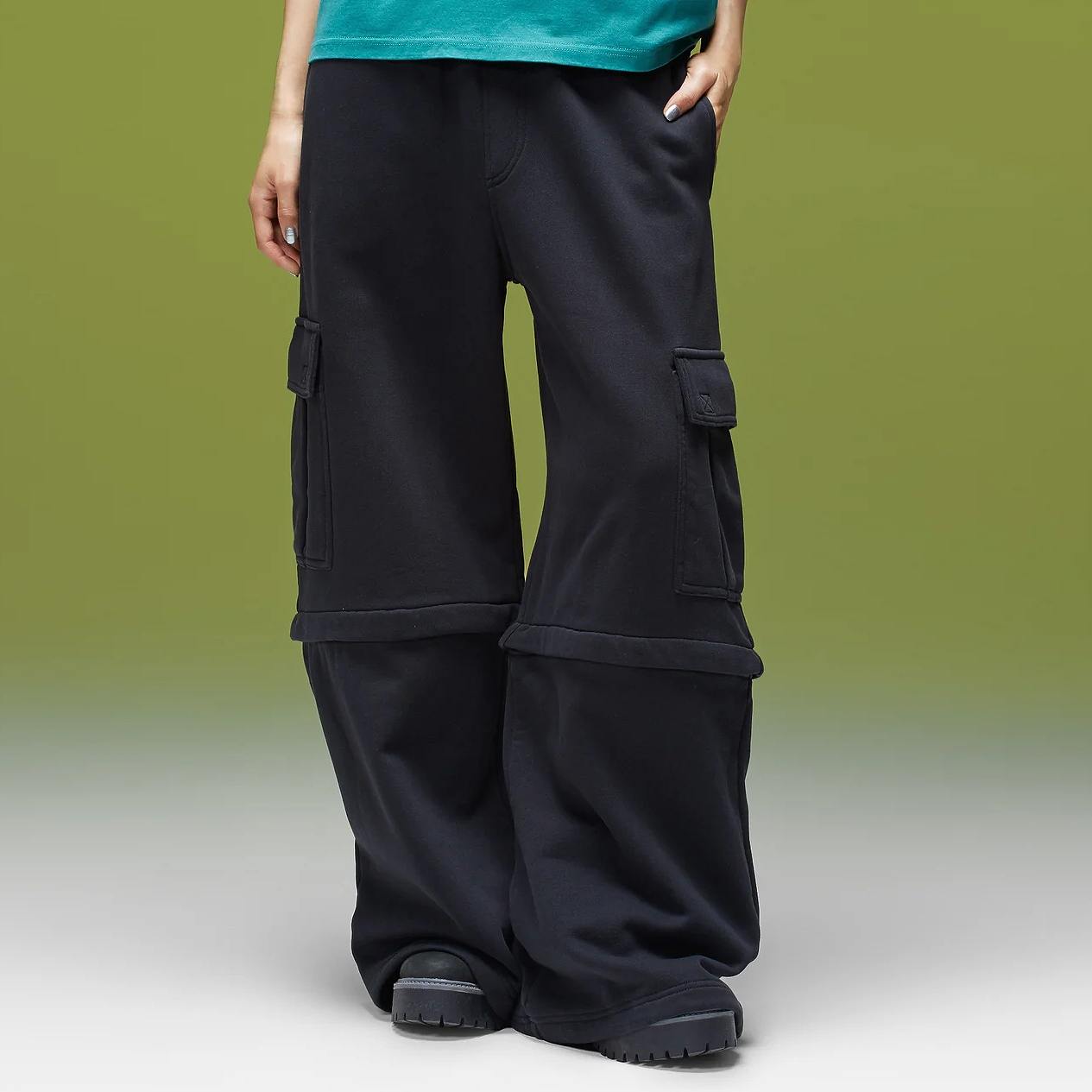 x girl 2way カーゴパンツ X-girl(エックスガール)EMBLEM POCKET 2WAY BUGGY SWEATPANTS / BLACK