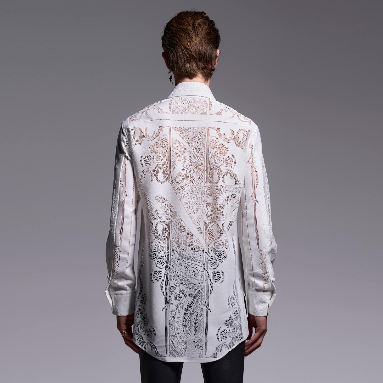 予約品】kiryuyrik(キリュウキリュウ) CROSS-Lace Shirt/WHITE