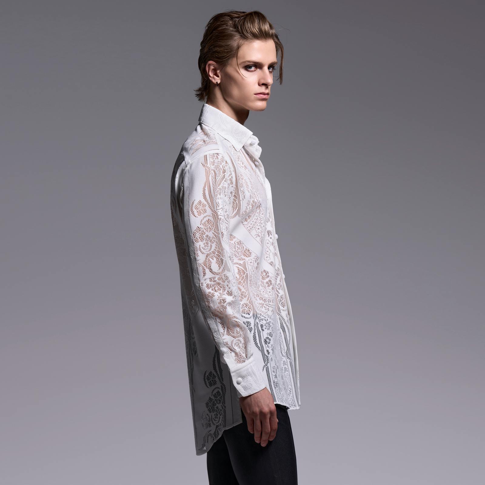 キリュウキリュウのロングシャツ新品だぜ❗ 予約品】kiryuyrik(キリュウキリュウ) CROSS-Lace Shirt/WHITE