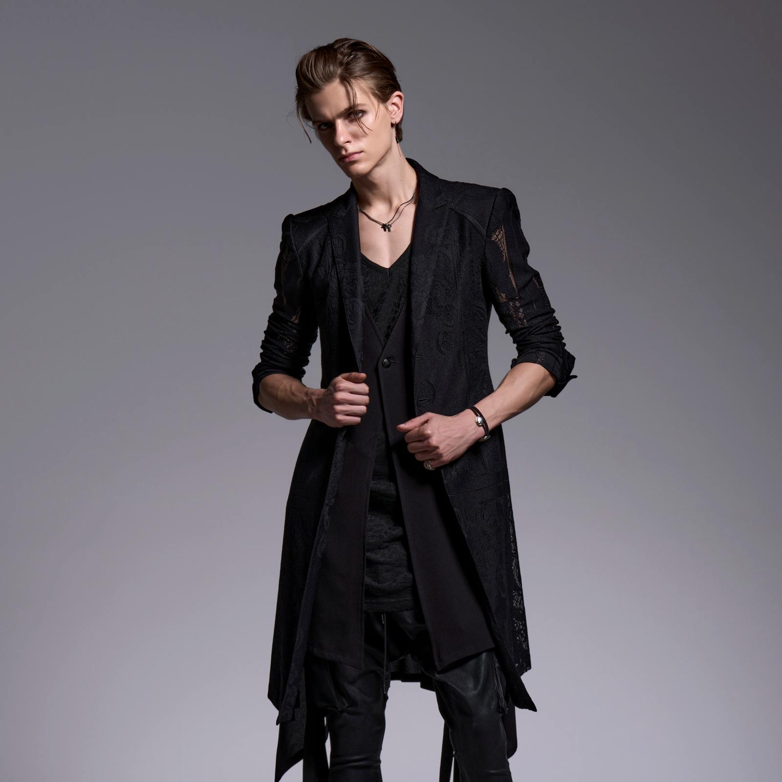 予約品】kiryuyrik(キリュウキリュウ) CROSS-Lace Flare Jacket/BLACK