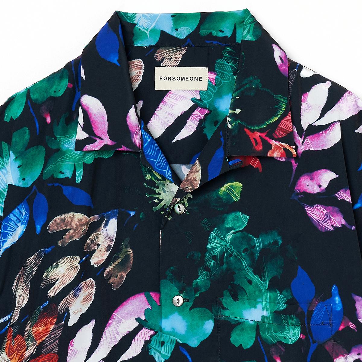 FORSOMEONE FLOWER シャツ 46 FORSOMEONE（フォーサムワン） FLOWER SHIRT / BLACK