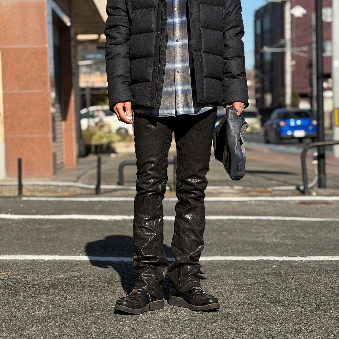 BACKLASH ITALY SHOULDER パンツ ブラック ISAMU KATAYAMA BACKLASH exclusive TIGHT STRAIGHT LEATHER PANTS