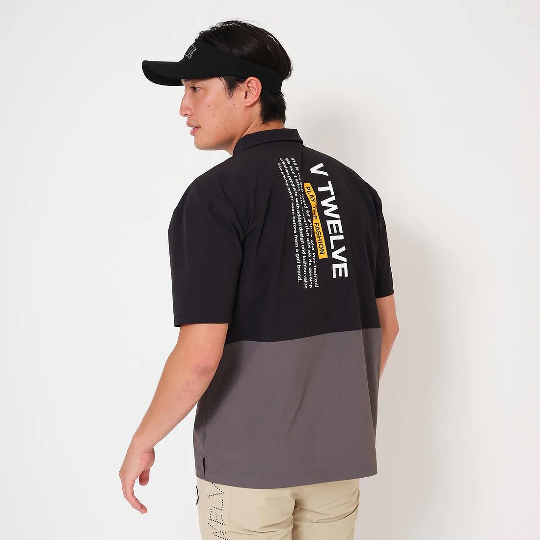 V12(ブィ・トゥエルブ)EXP ZIP POLO メンズ ポロシャツ / BLACK(19