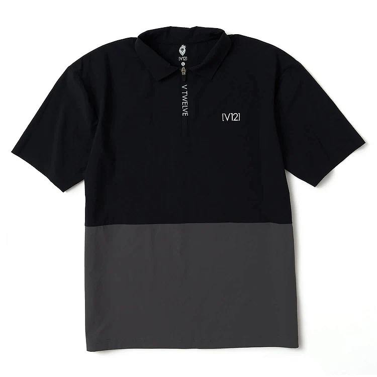 V12(ブィ・トゥエルブ)EXP ZIP POLO メンズ ポロシャツ / BLACK(19