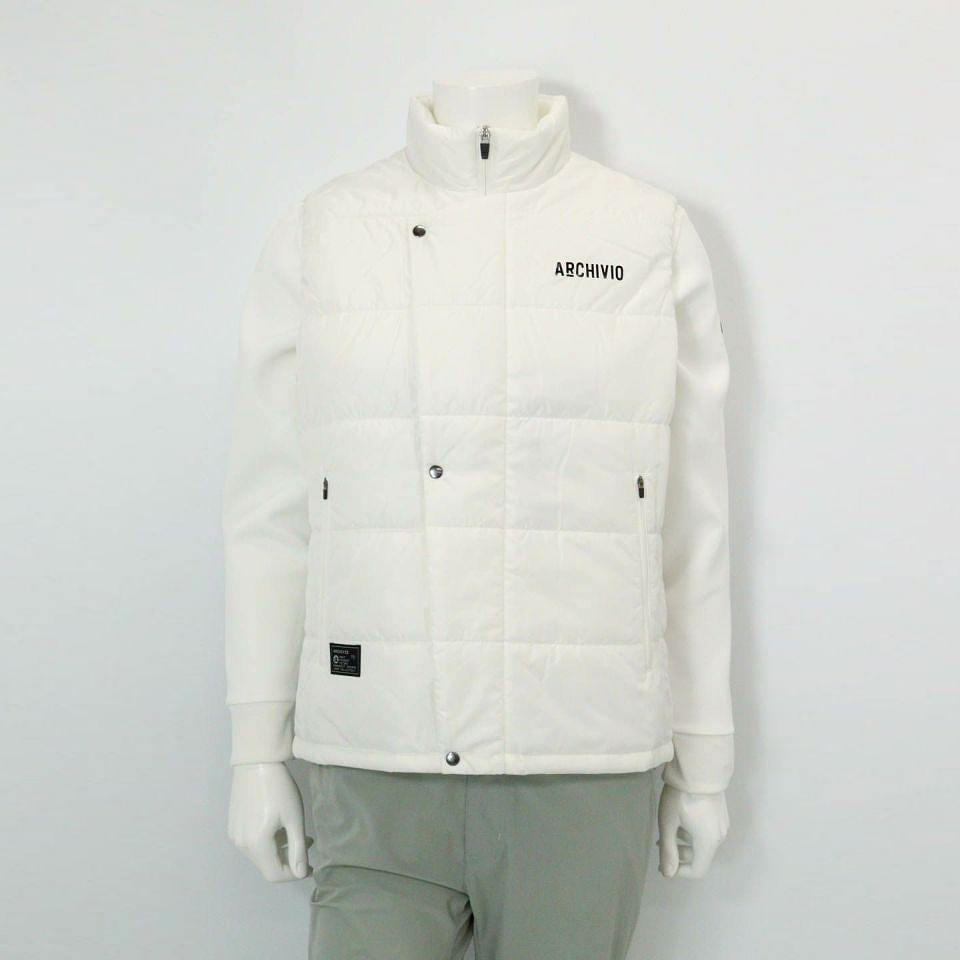 アルチビオ ホワイト ポケット付き中綿ベスト ARCHIVIO(アルチビオ)ジップアップ撥水中綿ベスト/ホワイト(090