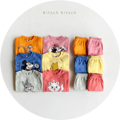 80-120size[即納]  Disneyキャラクターカラーセットアップ(Kitsch Kitsch)