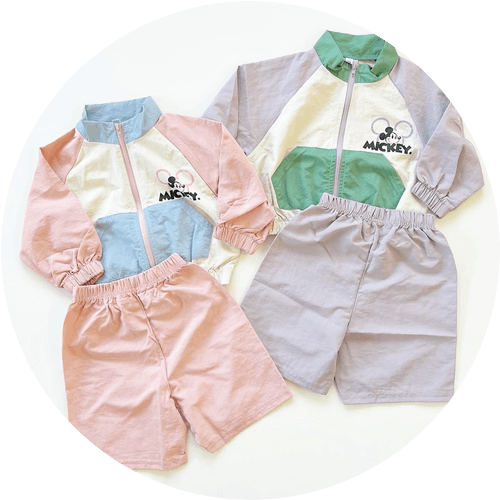 80-120サイズ[即納]   ミッキー　シャカシャカセットアップ (Kitsch Kitsch)