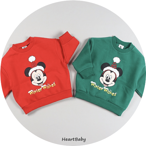 ＜アウトレット＞90-150size[即納] Mickey Santa mtm 裏起毛 (heart baby)