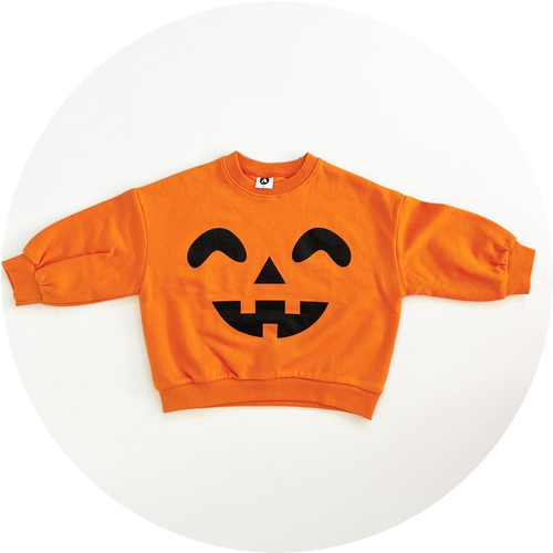 90－150size [即納]   ハロウィンカボチャ裏毛トレーナー