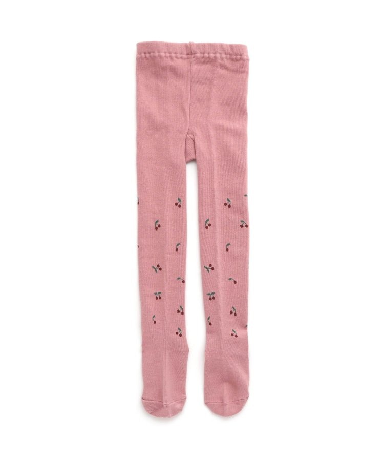 80-140size [即納]    ハートさくらんぼ柄 タイツ    (Ampersand)