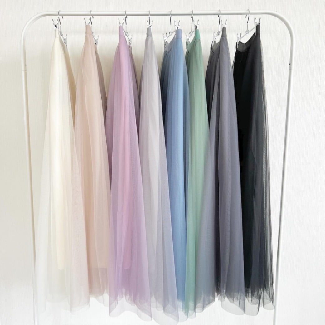 大人size[即納]    シアーチュールカラーマキシスカート