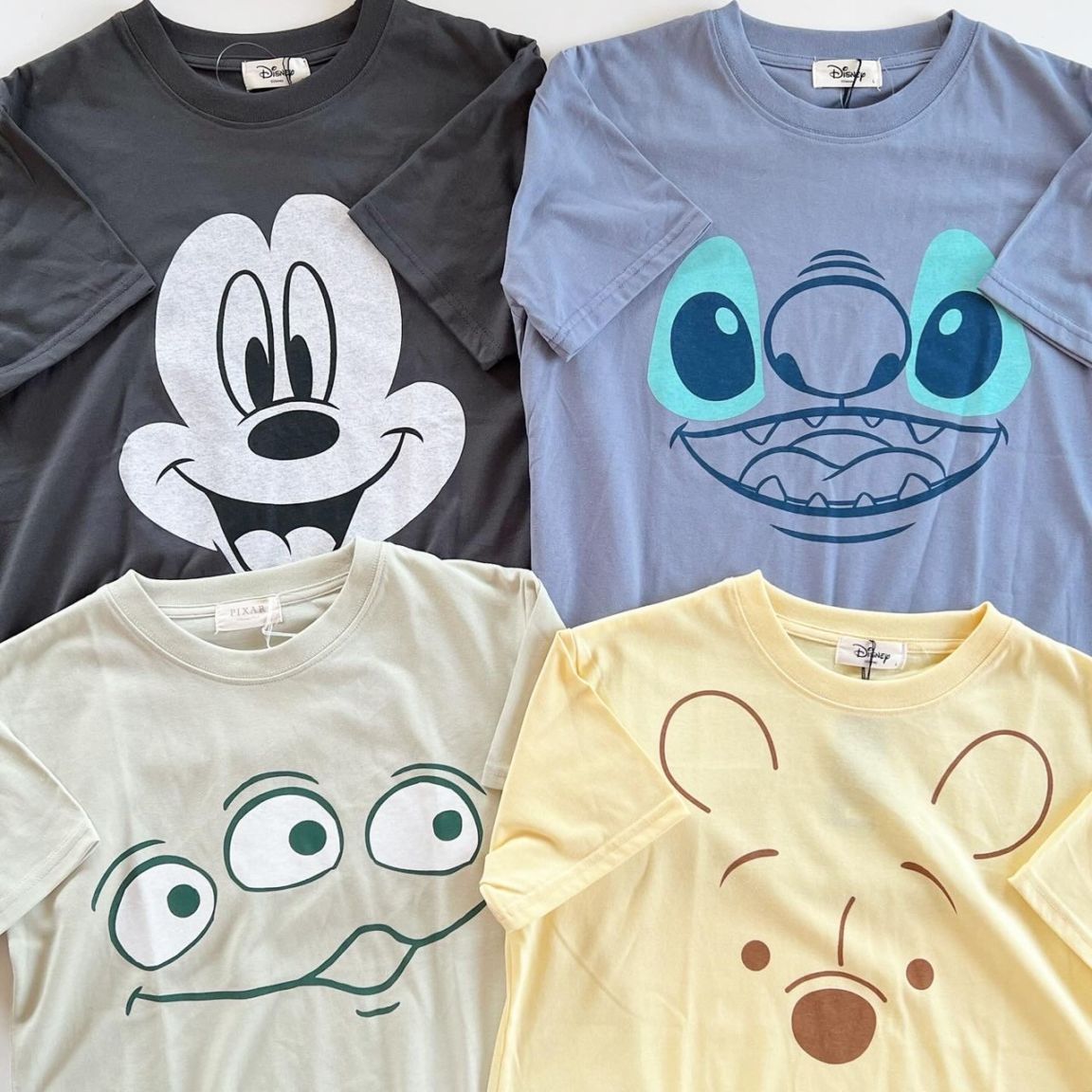 大人size[即納]   ディズニーキャラクター　フェイスTシャツ