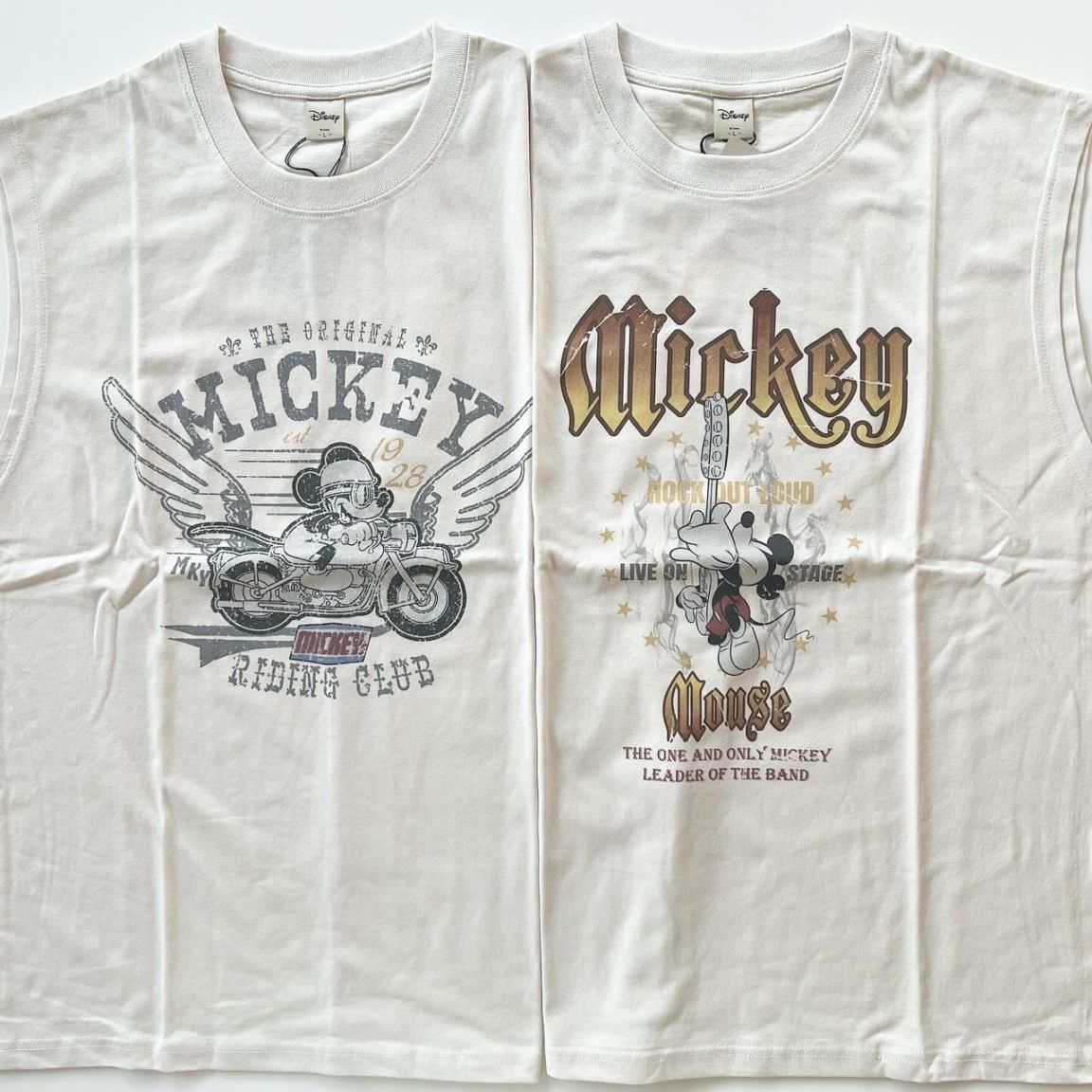 大人size[即納]   ミッキーかすれプリントノースリーブ