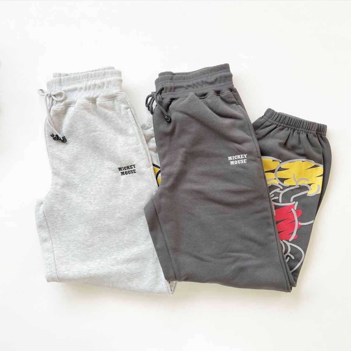 大人size[即納]   手書き風ミッキーマウス　裏起毛パンツ