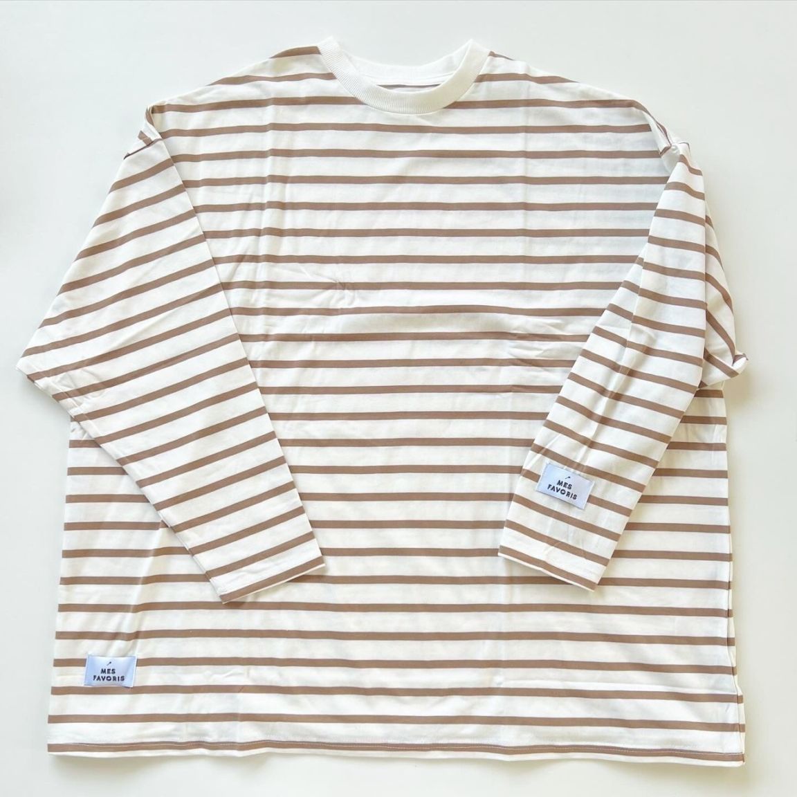 大人size[即納]   mesfavorisロゴ入りボーダーロンT （mes favoris original ）