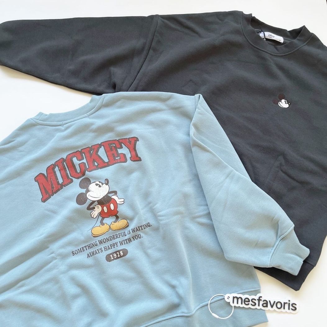 大人size[即納]   バックプリントミッキー　裏起毛トレーナー