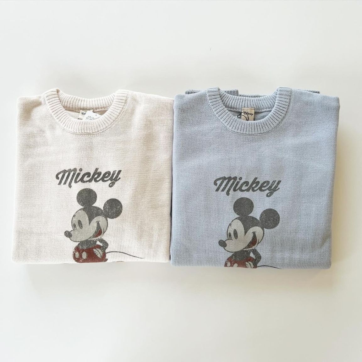 大人size[即納]   加工風ミッキープリント　ニット